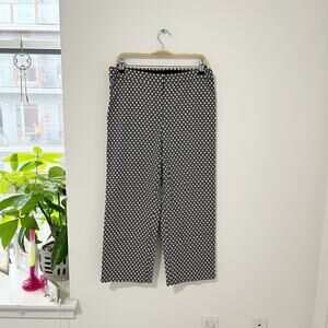 NEW J. Jill Black Daisy Print Wide Leg Pants Size 10